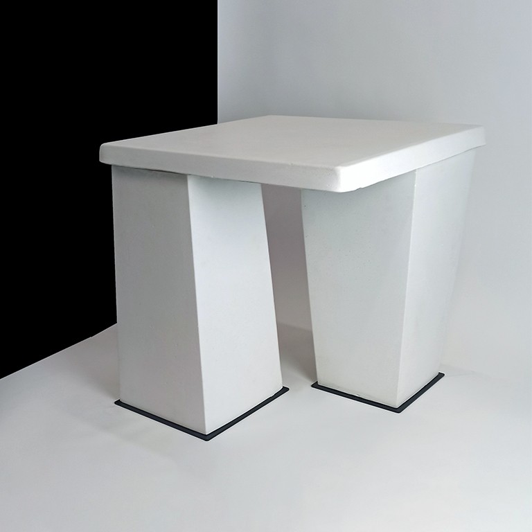 Franc Sculptural Side Table by Alentes Atelier in white cast stone.