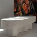 MEDUSA low table / bench in sculpted white cast stone by Alentes Atelier