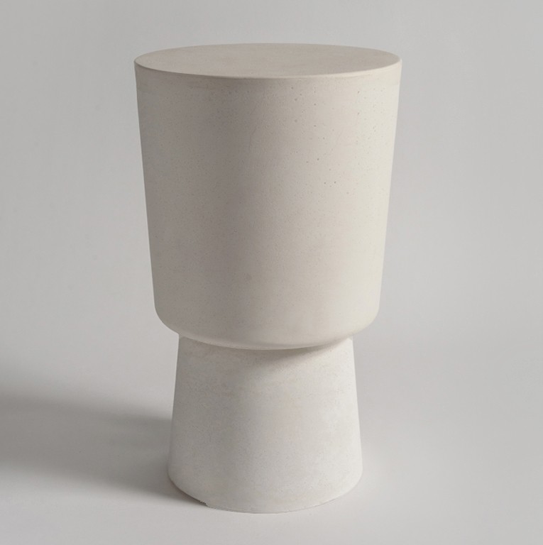 PLINTH SOLID side / accent table in white cast stone by Alentes Atelier
